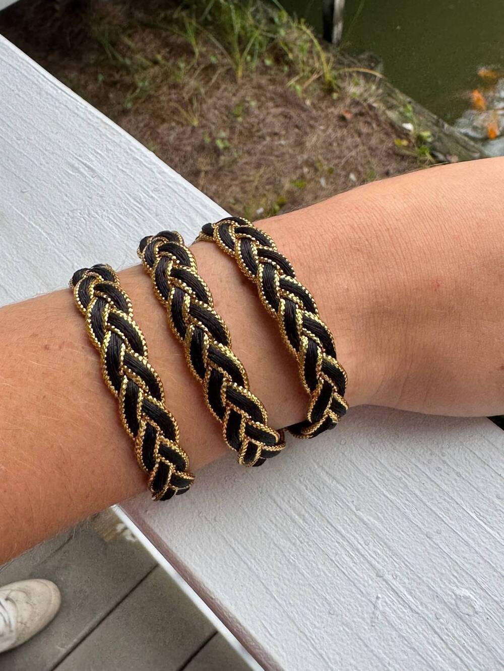 NEW THE HEART KNOT women's midnight braided bracelet in black